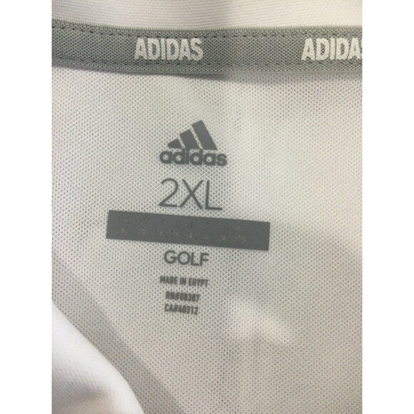Adidas Golf Shirt Men’s Size 2XL Color White 3 Stripe Button Short Sleeve - Picture 4 of 11